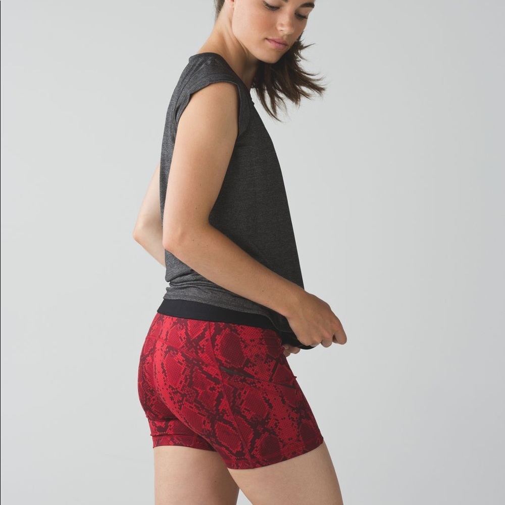 Lululemon Red Python Yoga Shorts - image 3